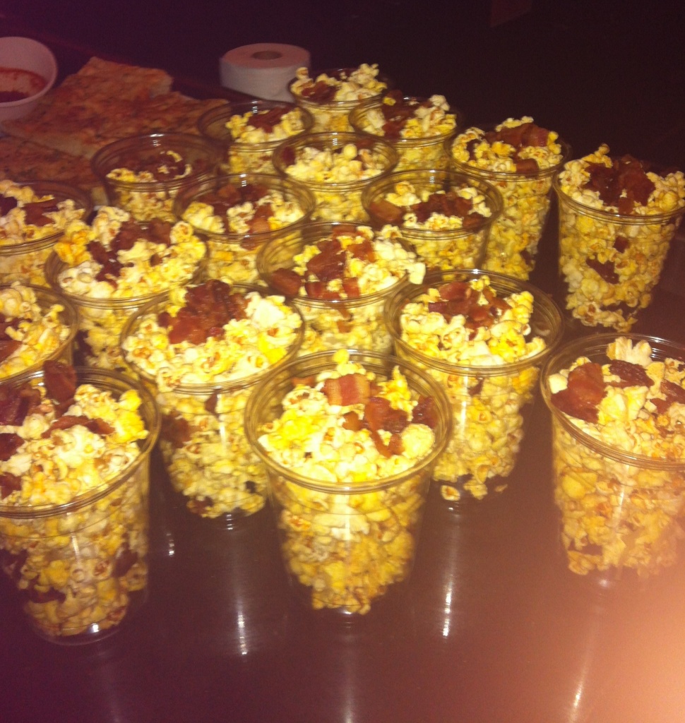 The after party was lots of fun with drinks and check out this popcorn topped with bacon??..:) Pretty cool huh?